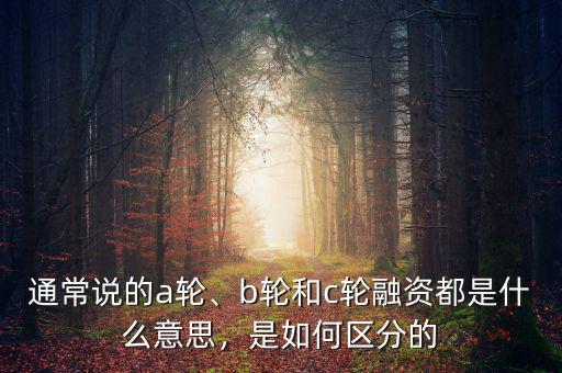 投資輪次是什么意思,C輪融資都是什么