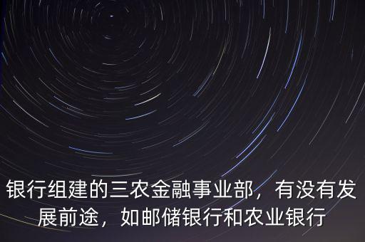 銀行組建的三農(nóng)金融事業(yè)部，有沒有發(fā)展前途，如郵儲(chǔ)銀行和農(nóng)業(yè)銀行