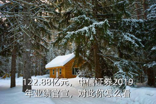 122.88億元，中信證券2019年業(yè)績官宣，對此你怎么看