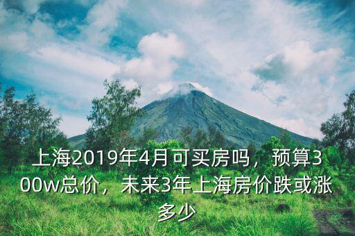 上海2019年4月可買房嗎，預算300w總價，未來3年上海房價跌或漲多少