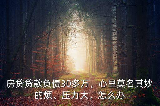 房貸貸款負(fù)債30多萬，心里莫名其妙的煩、壓力大，怎么辦