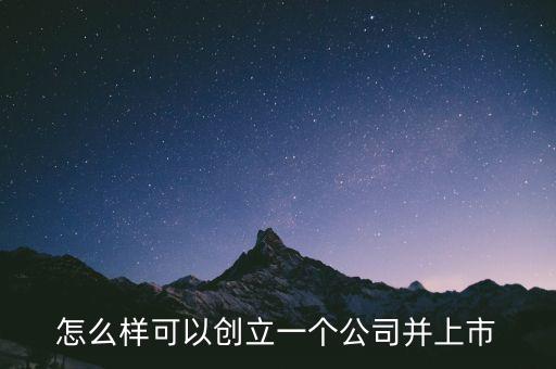 怎么樣可以創(chuàng)立一個(gè)公司并上市