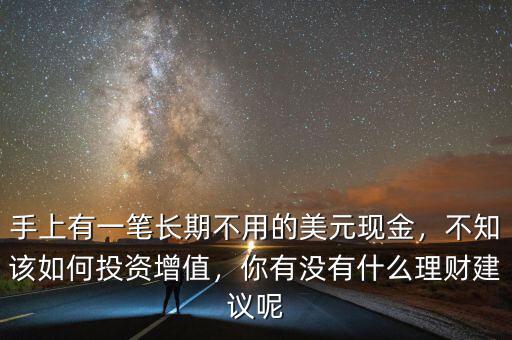 手上有一筆長(zhǎng)期不用的美元現(xiàn)金，不知該如何投資增值，你有沒(méi)有什么理財(cái)建議呢