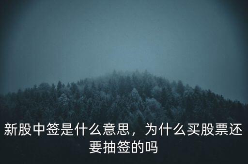 新股中簽是什么意思，為什么買股票還要抽簽的嗎