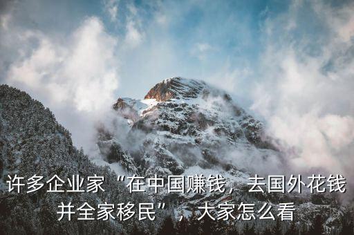 許多企業(yè)家“在中國賺錢，去國外花錢并全家移民”，大家怎么看