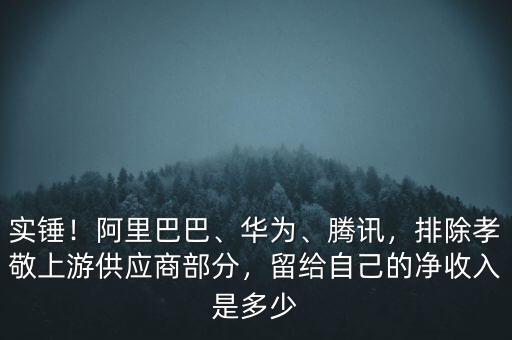 實錘！阿里巴巴、華為、騰訊，排除孝敬上游供應(yīng)商部分，留給自己的凈收入是多少