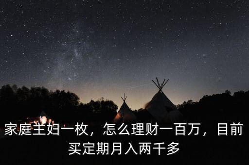 家庭主婦一枚，怎么理財(cái)一百萬(wàn)，目前買(mǎi)定期月入兩千多