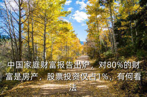 中國(guó)家庭財(cái)富報(bào)告出爐，對(duì)80%的財(cái)富是房產(chǎn)，股票投資僅占1%，有何看法