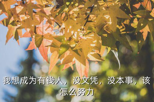 我想成為有錢人，沒(méi)文憑，沒(méi)本事，該怎么努力