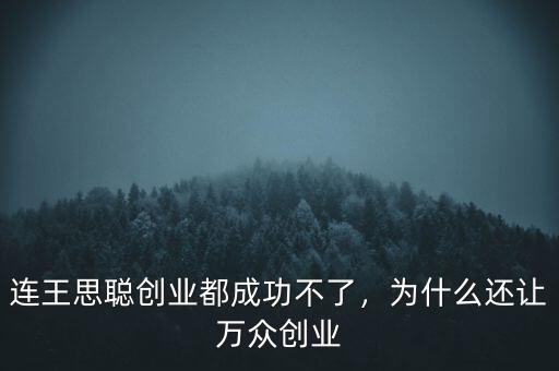 連王思聰創(chuàng)業(yè)都成功不了，為什么還讓萬眾創(chuàng)業(yè)