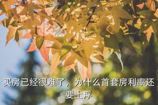 買(mǎi)房已經(jīng)很難了，為什么首套房利率還要上浮