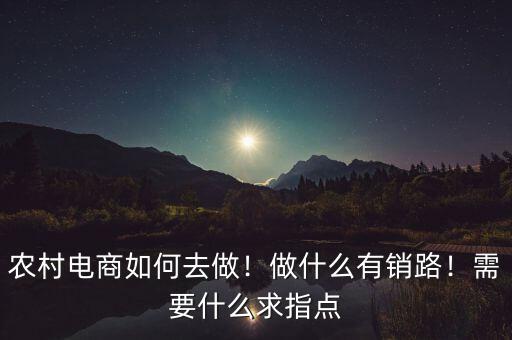 農(nóng)村電商如何去做！做什么有銷路！需要什么求指點