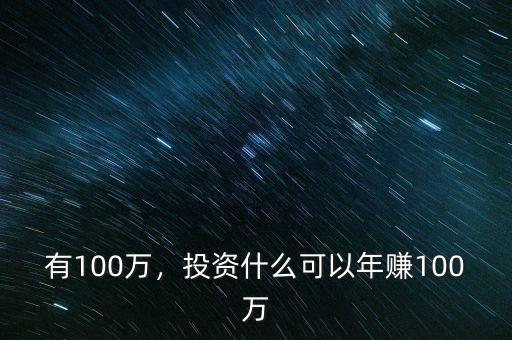 有100萬，投資什么可以年賺100萬