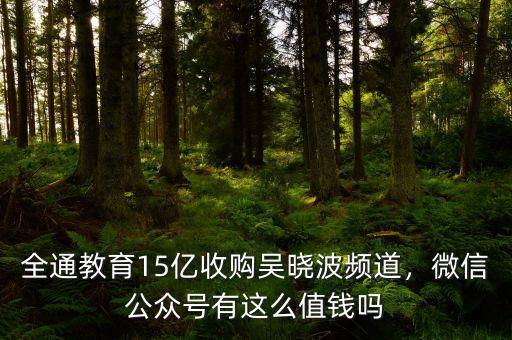 全通教育15億收購吳曉波頻道，微信公眾號(hào)有這么值錢嗎