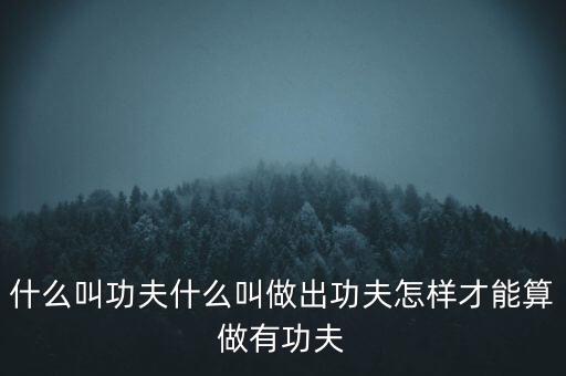 什么叫功夫什么叫做出功夫怎樣才能算做有功夫