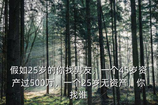 假如25歲的你找男友，一個45歲資產(chǎn)過500萬，一個25歲無資產(chǎn)，你找誰