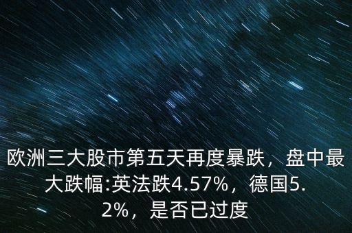 歐洲三大股市第五天再度暴跌，盤中最大跌幅:英法跌4.57%，德國5.2%，是否已過度