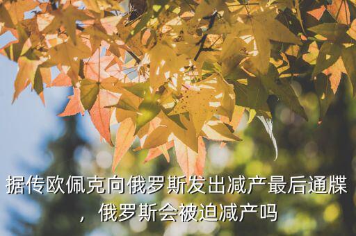 據(jù)傳歐佩克向俄羅斯發(fā)出減產(chǎn)最后通牒，俄羅斯會被迫減產(chǎn)嗎