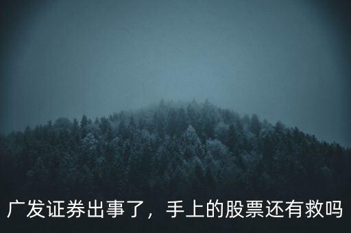 廣發(fā)證券出事了，手上的股票還有救嗎