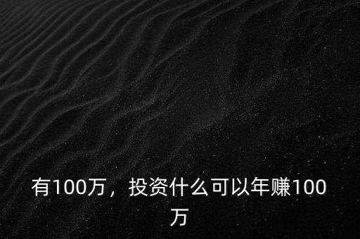 有100萬，投資什么可以年賺100萬