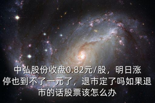 中弘股份收盤0.82元/股，明日漲停也到不了一元了，退市定了嗎如果退市的話股票該怎么辦