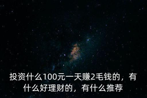 投資什么100元一天賺2毛錢的，有什么好理財的，有什么推薦