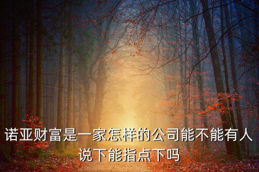 諾亞財富是一家怎樣的公司能不能有人說下能指點(diǎn)下嗎