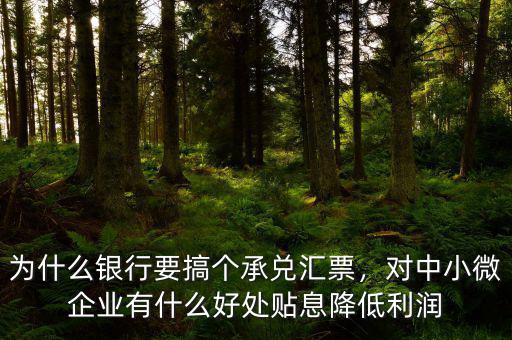 為什么銀行要搞個承兌匯票，對中小微企業(yè)有什么好處貼息降低利潤