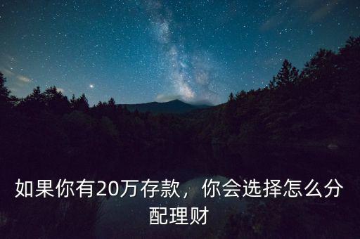 如果你有20萬存款，你會選擇怎么分配理財