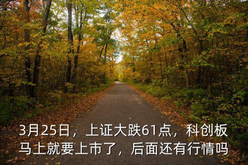 3月25日，上證大跌61點(diǎn)，科創(chuàng)板馬上就要上市了，后面還有行情嗎