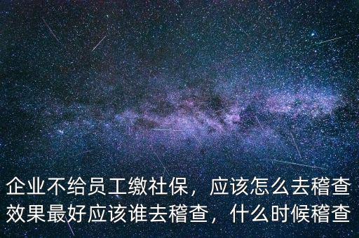 企業(yè)不給員工繳社保，應該怎么去稽查效果最好應該誰去稽查，什么時候稽查