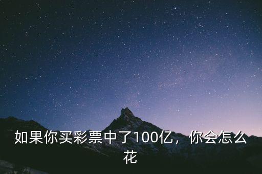 如果有100億現金怎么花,如果你買彩票中了100億