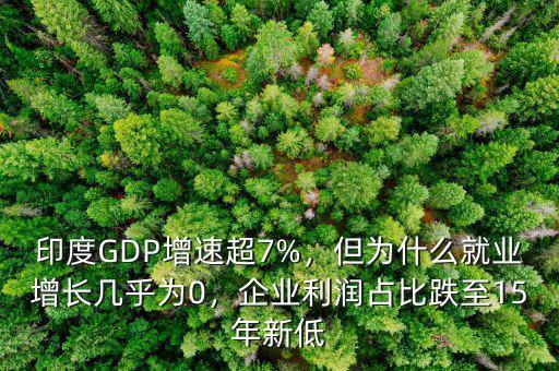 印度GDP增速超7%，但為什么就業(yè)增長幾乎為0，企業(yè)利潤占比跌至15年新低