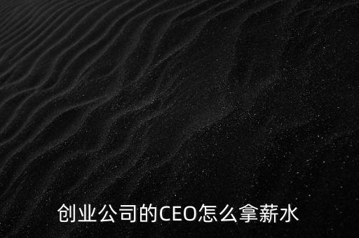 創(chuàng)業(yè)公司的CEO怎么拿薪水