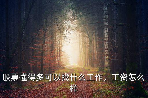 股票懂得多可以找什么工作，工資怎么樣