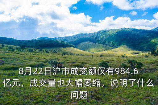 8月22日滬市成交額僅有984.6億元，成交量也大幅萎縮，說明了什么問題