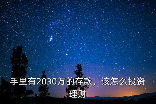 手里有2030萬的存款，該怎么投資理財(cái)