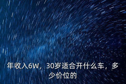 年收入6W，30歲適合開什么車，多少價(jià)位的