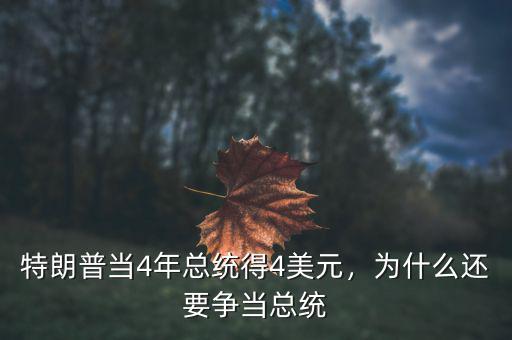 特朗普當4年總統(tǒng)得4美元，為什么還要爭當總統(tǒng)