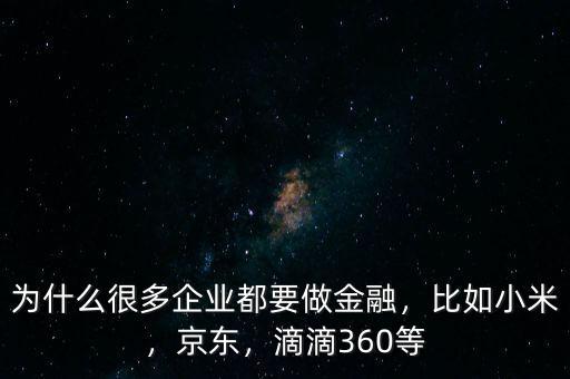 為什么很多企業(yè)都要做金融，比如小米，京東，滴滴360等