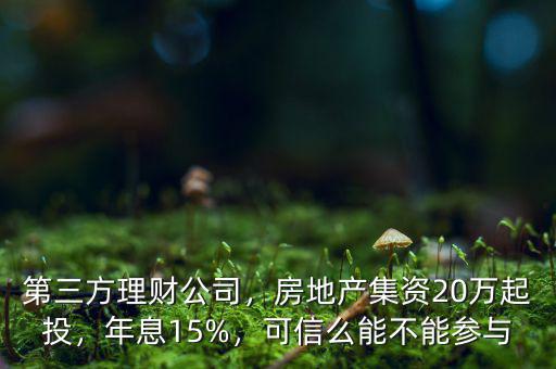 第三方理財(cái)公司，房地產(chǎn)集資20萬(wàn)起投，年息15%，可信么能不能參與