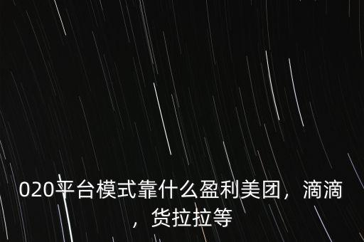 020平臺模式靠什么盈利美團，滴滴，貨拉拉等