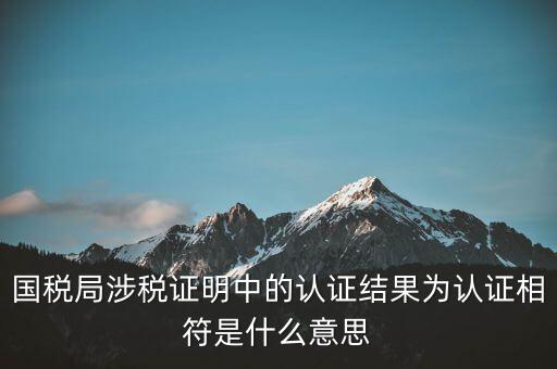 國稅局涉稅證明中的認證結(jié)果為認證相符是什么意思