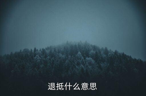 什么叫做退抵稅，退抵什么意思