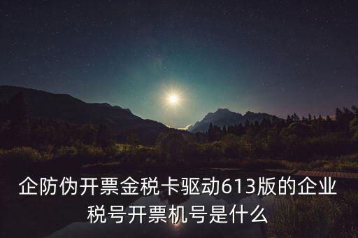 金稅盤企業(yè)稅號是什么，企防偽開票金稅卡驅動613版的企業(yè)稅號開票機號是什么