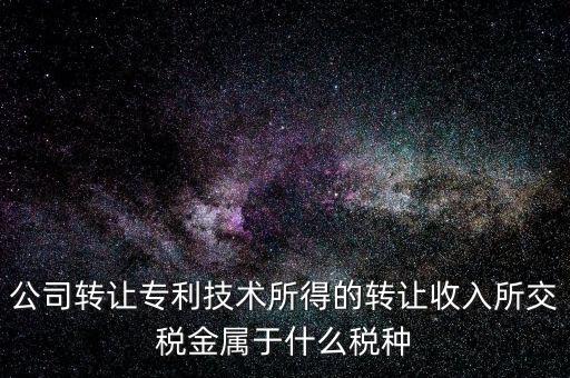 公司出售專利交什么稅，公司轉讓專利技術所得的轉讓收入所交稅金屬于什么稅種