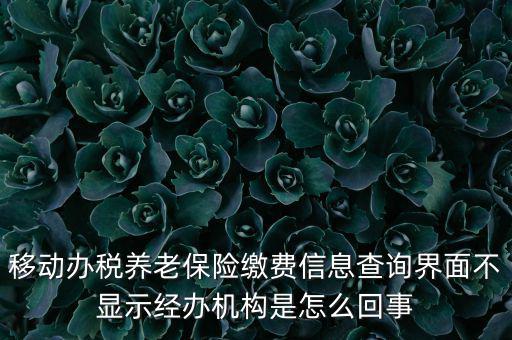 移動辦稅養(yǎng)老保險繳費信息查詢界面不顯示經辦機構是怎么回事