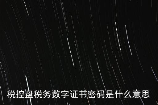 稅控盤稅務(wù)數(shù)字證書密碼是什么意思