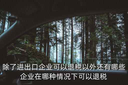 除了進(jìn)出口企業(yè)可以退稅以外還有哪些企業(yè)在哪種情況下可以退稅