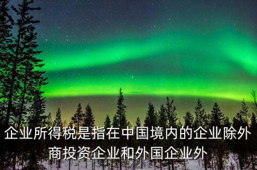 企業(yè)所得稅是指在中國境內(nèi)的企業(yè)除外商投資企業(yè)和外國企業(yè)外